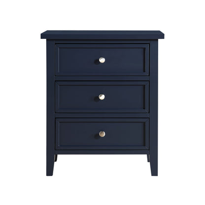 3 Drawer Nightstand navy blue finish with silver knob pulls by HouseOfZazla on Tampa Home & Garden Store
