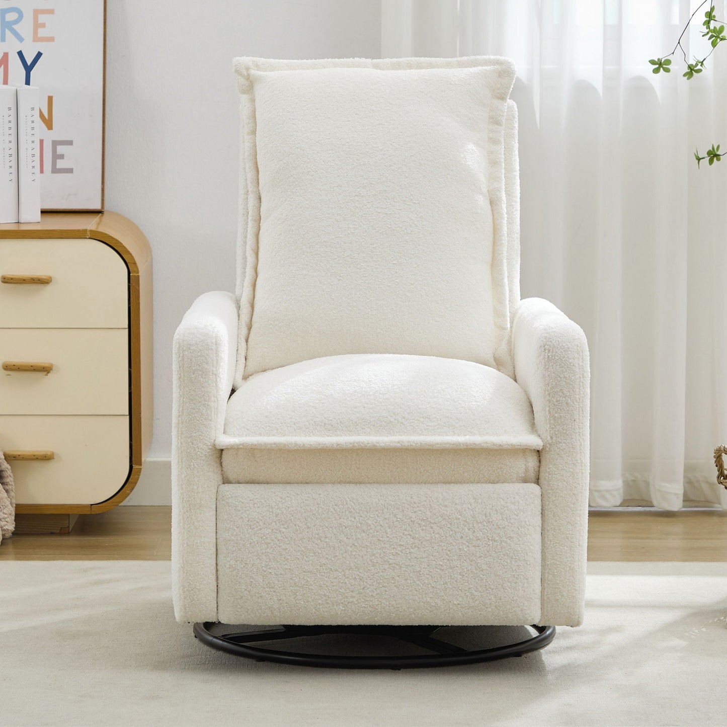 Cozy Swivel Glider Recliner Chair and Leg Rest