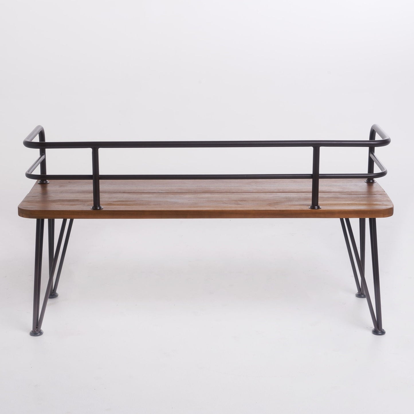 Classic Outdoor Bench with Iron and Teak Frame
