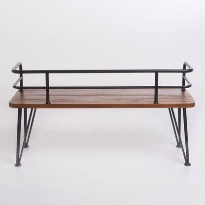 Classic Outdoor Bench with Iron and Teak Frame