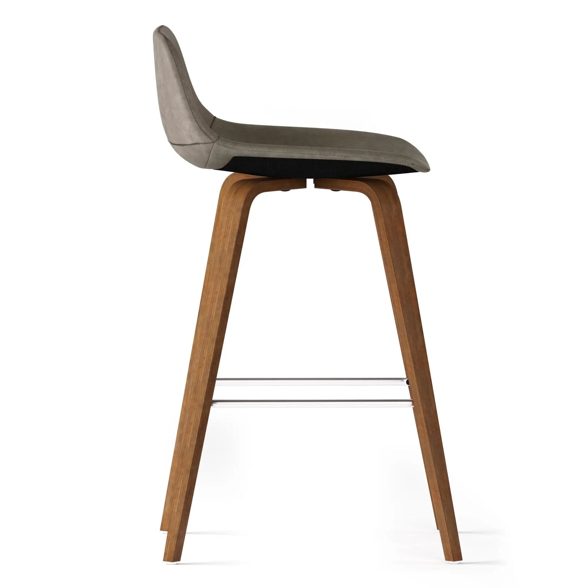 Randolph Bentwood counter stool with grey upholstered seat and curved back on wood legs on Tampa Home & Garden Store