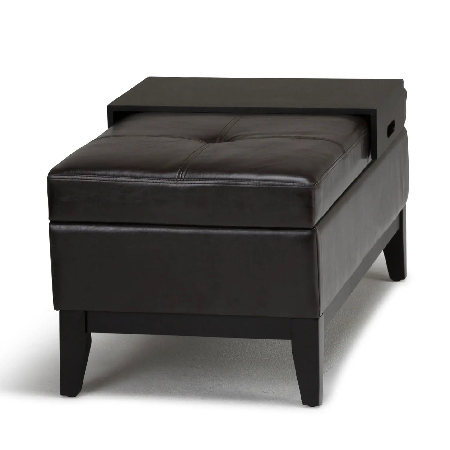 Oregon contemporary storage ottoman with tray, dark brown leather, Unique Piece Furniture on Tampa Home & Garden Store