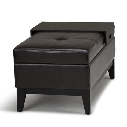Oregon contemporary storage ottoman with tray, dark brown leather, Unique Piece Furniture on Tampa Home & Garden Store