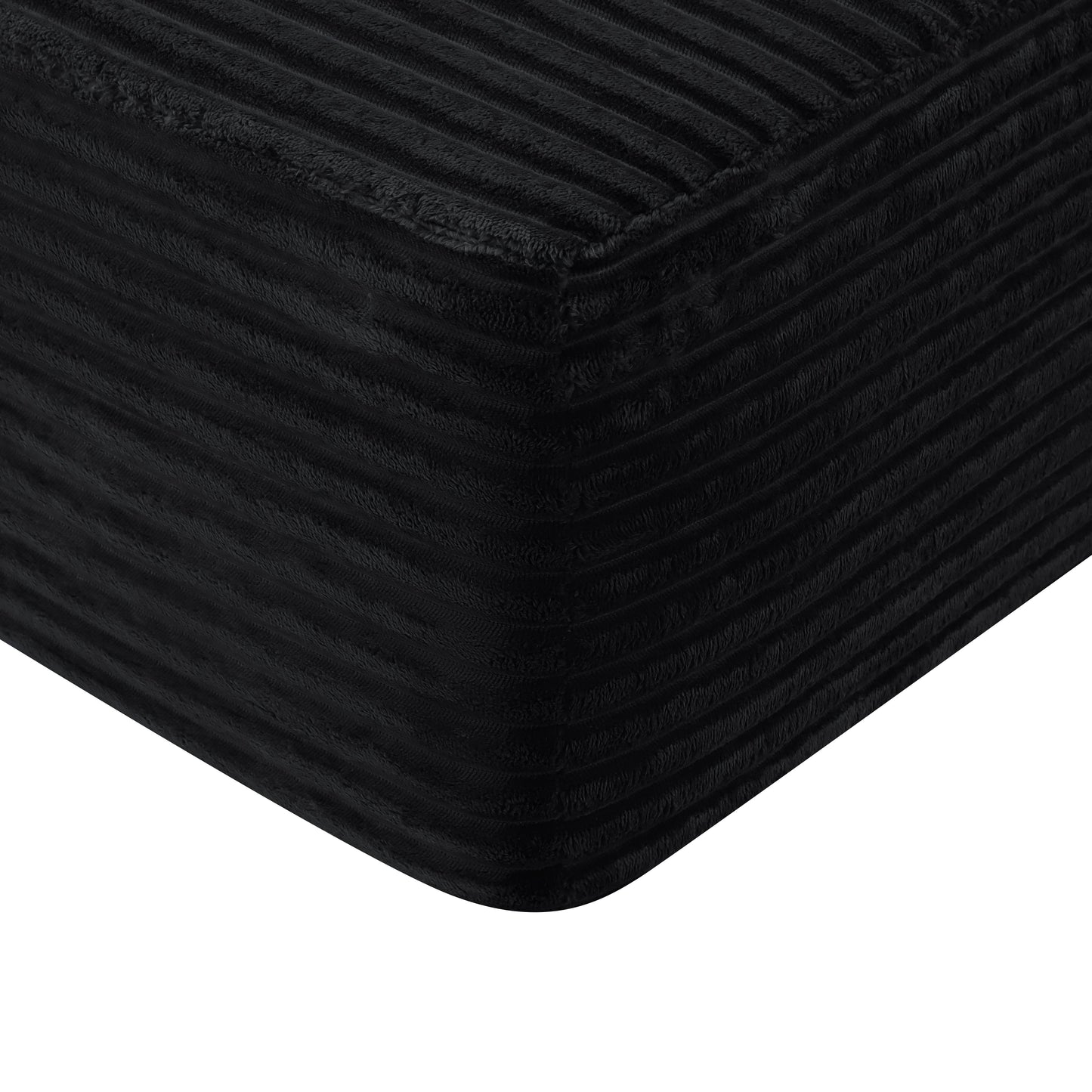 Black plush fabric texture swatch for 126in Cloud sectional sofa by HouseOfZazla on Tampa Home & Garden Store