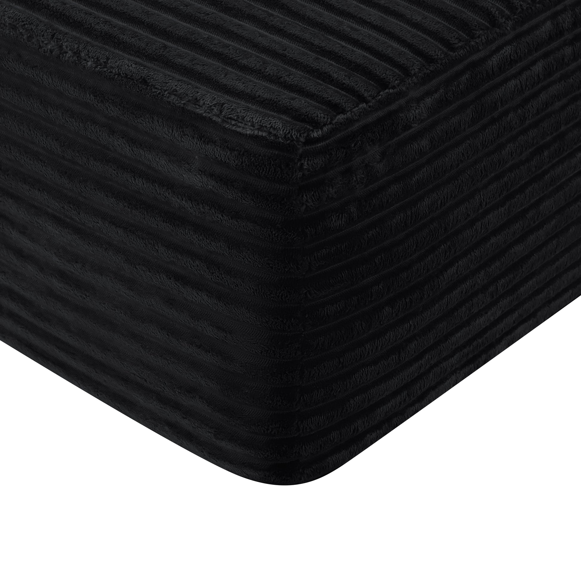 Black plush fabric texture swatch for 126in Cloud sectional sofa by HouseOfZazla on Tampa Home & Garden Store