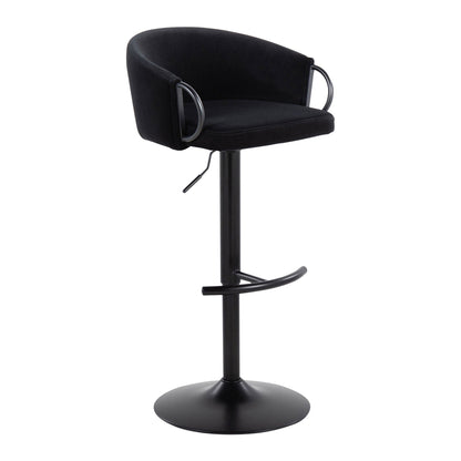 Adjustable swivel barstool black with rounded T-footrest and padded seat, pedestal base on Tampa Home & Garden Store