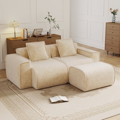 Streamlined Design Modular 2 Seat L Shape Sectional Sofa cream fabric by HouseOfZazla on Tampa Home & Garden Store