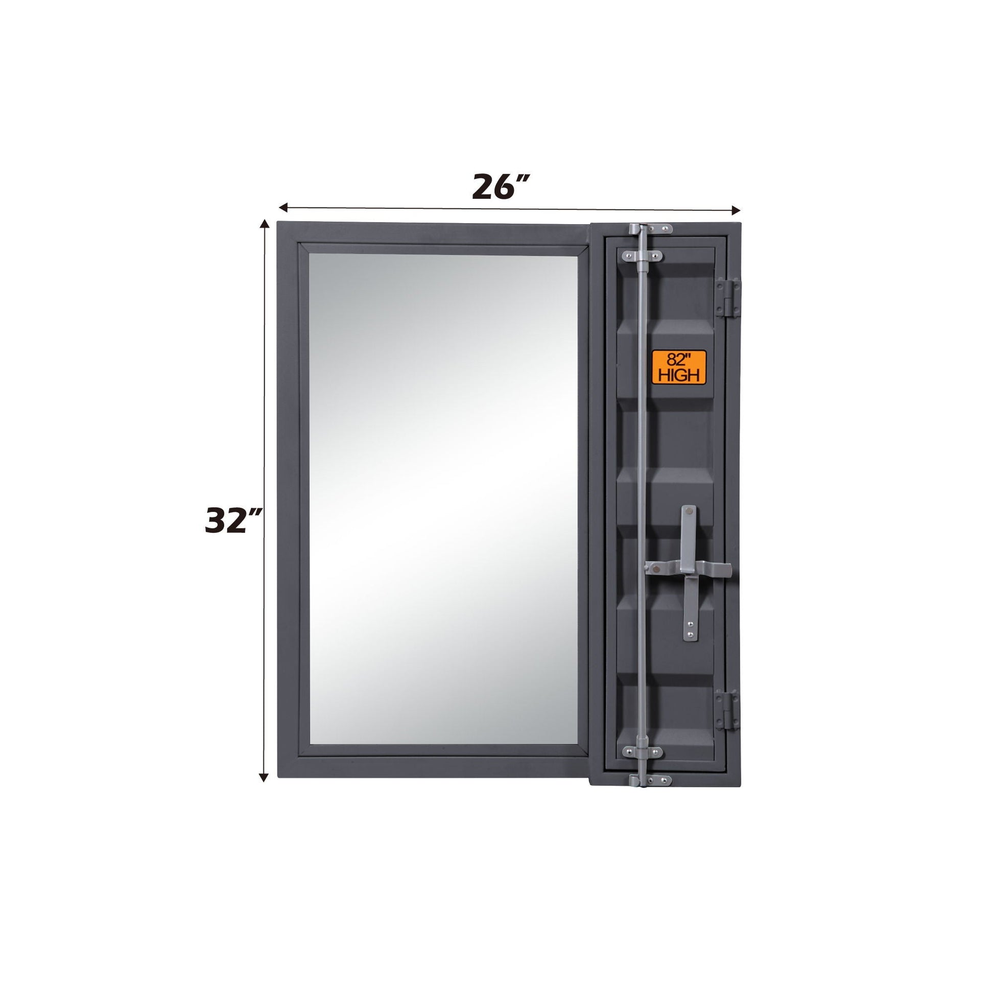 Cargo Vanity Mirror storage trunk with gray metal frame and full-length mirror HouseOfZazla on Tampa Home & Garden Store