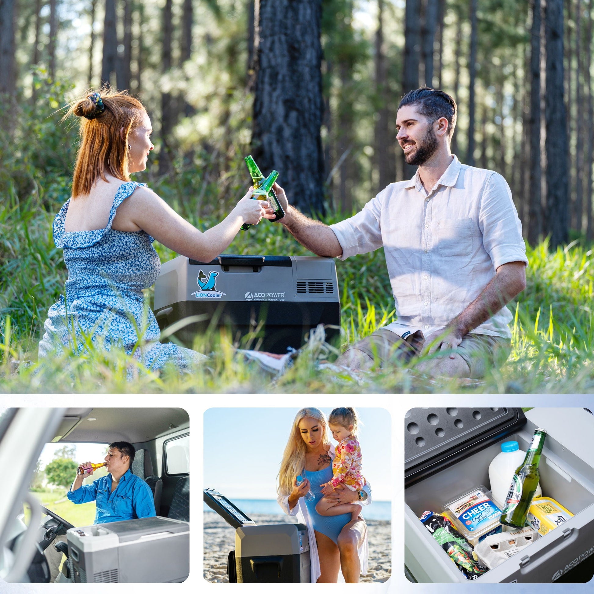HouseOfZazla portable car freezer cooler with 6in off-road wheels gray Lion Cooler logo on Tampa Home & Garden Store