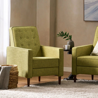 Mid-Century Modern Recliner olive with button tufting and waffle stitch by Unique Piece on Tampa Home & Garden Store