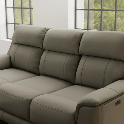 Oslo dual power reclining sofa taupe leather 3-seat by Unique Piece Furniture on Tampa Home & Garden Store