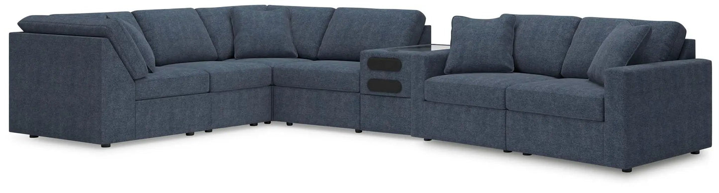 Modmax Sectional Ink by Unique Piece Furniture, ink blue fabric, L-shaped with console on Tampa Home & Garden Store