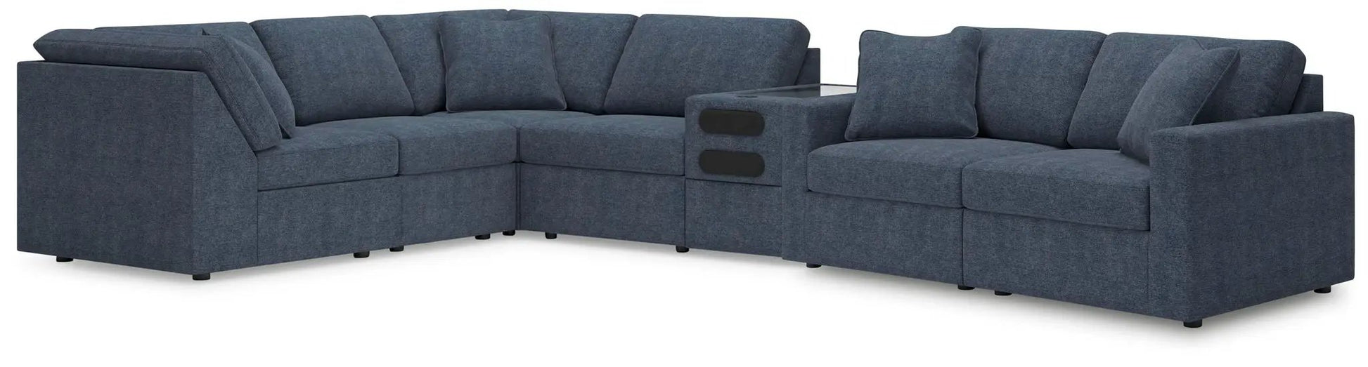 Modmax Sectional Ink by Unique Piece Furniture, ink blue fabric, L-shaped with console on Tampa Home & Garden Store