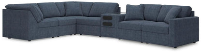 Modmax Sectional Ink by Unique Piece Furniture, ink blue fabric, L-shaped with console on Tampa Home & Garden Store
