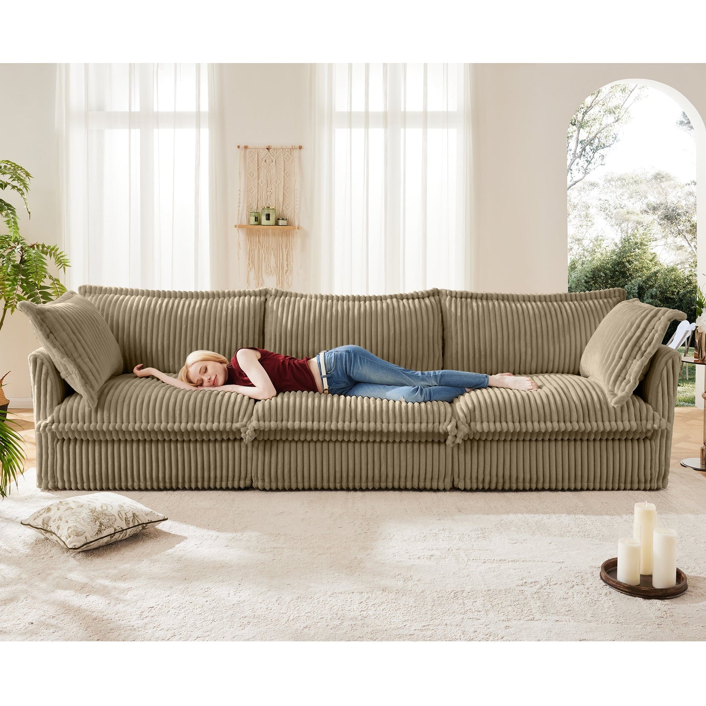 Modern 3 Seater Slipcovered Sofa and Deep Seats