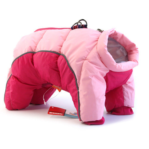 Dog winter jacket Pet Zen pink quilted with thick down filling teddy cotton coat on Tampa Home & Garden Store