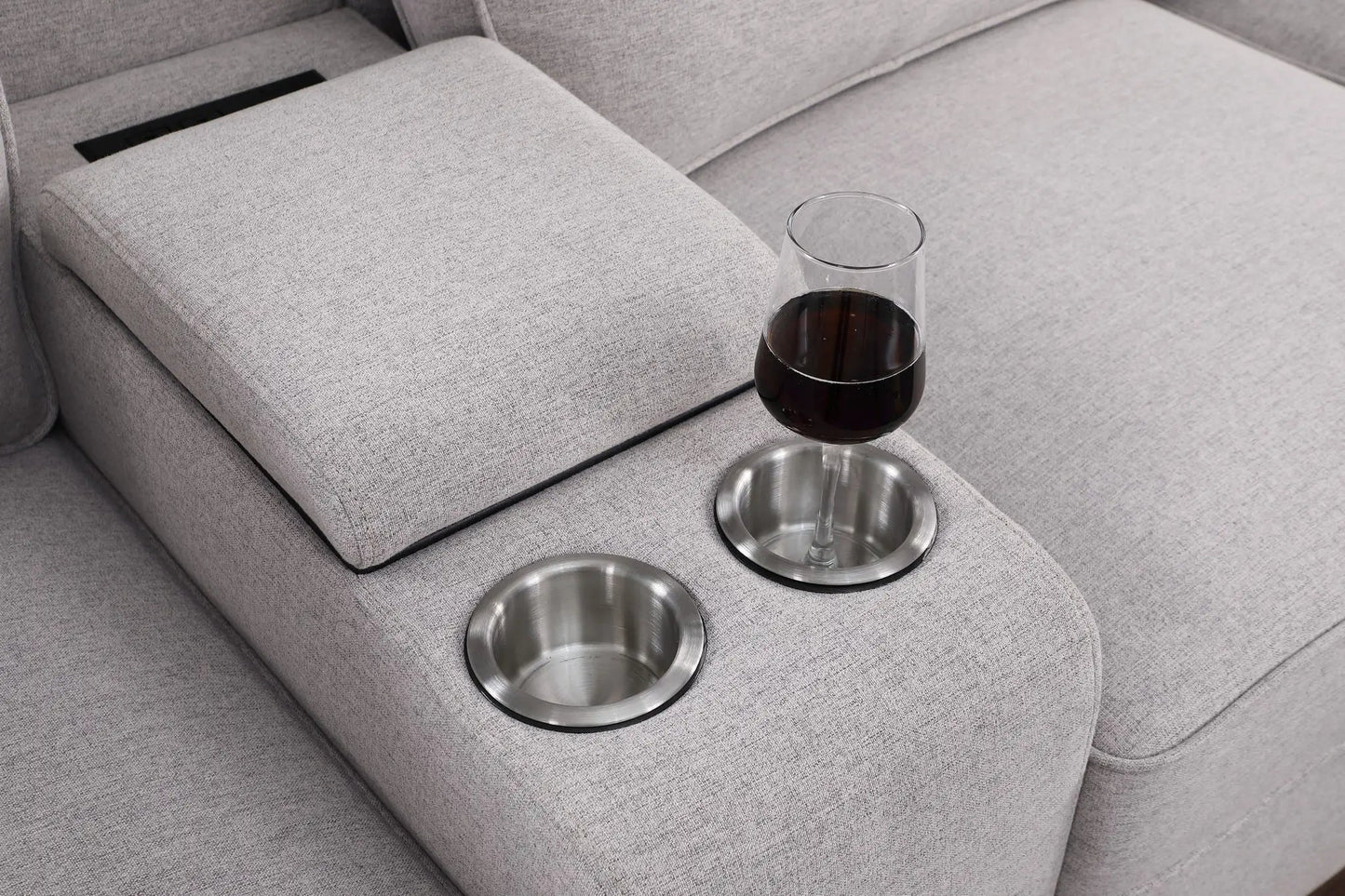 Tina 8 Piece Sectional With Ottoman gray fabric cupholders Unique Piece Furniture 2 piece set on Tampa Home & Garden Store