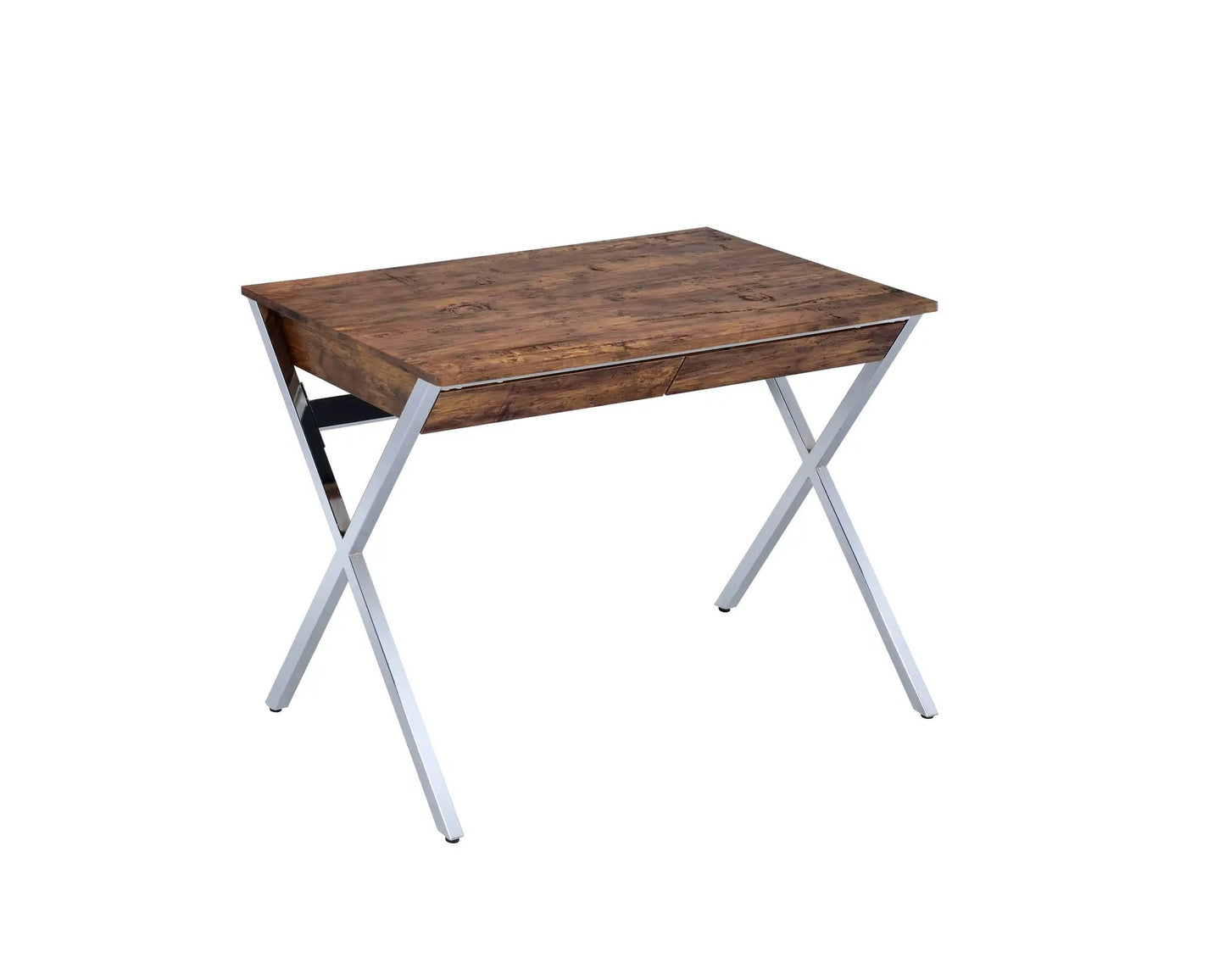 Weathered Oak Writing Desk with Chrome Legs