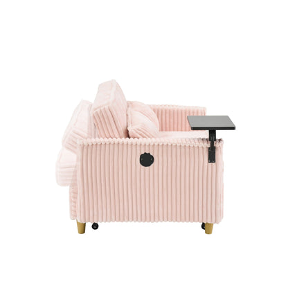 Pull Out Sofa With Movable Table and Usb Ports