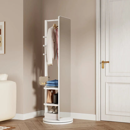 3 In 1 Multifunctional Full Length Clothing Mirror with white frame and storage on Tampa Home & Garden Store