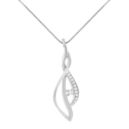 Espira 10K white gold diamond-accented open cascade twist pendant necklace, 18in chain on Tampa Home & Garden Store