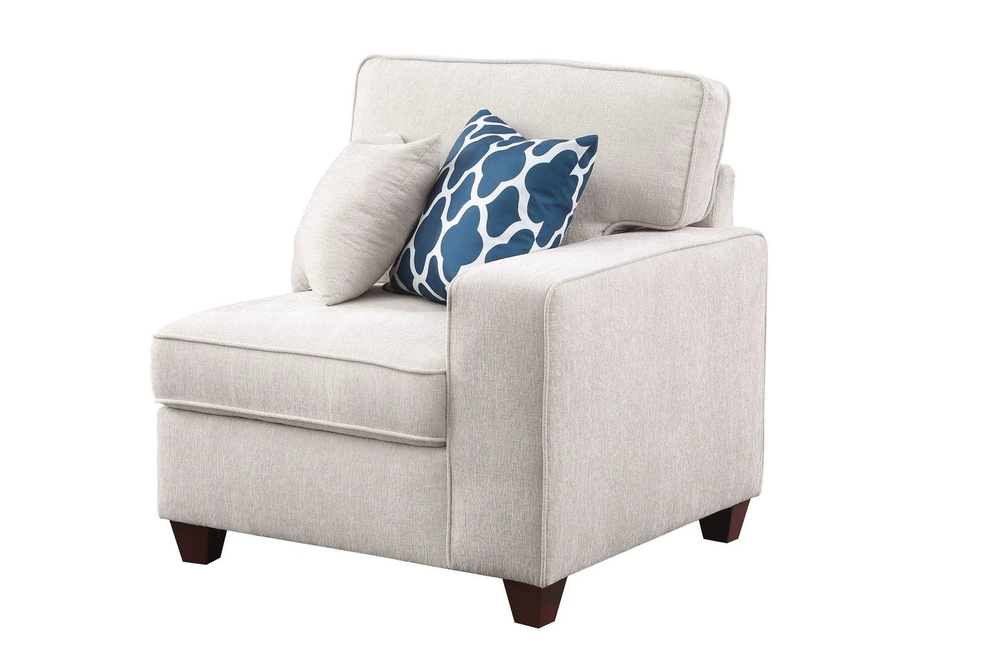 Rene beige sectional sofa with ottoman 2-piece set, blue pillow accent, Unique Piece Furniture on Tampa Home & Garden Store