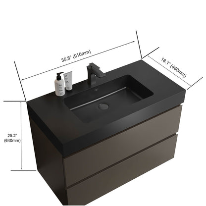 Alice bathroom vanity with sink in matte black, modern faucet, 35.8in W x 18.1in D HouseOfZazla on Tampa Home & Garden Store