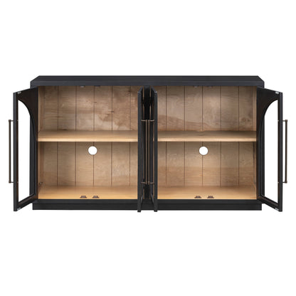Black arched glass-door 4-door sideboard buffet with wood interior storage by HouseOfZazla on Tampa Home & Garden Store