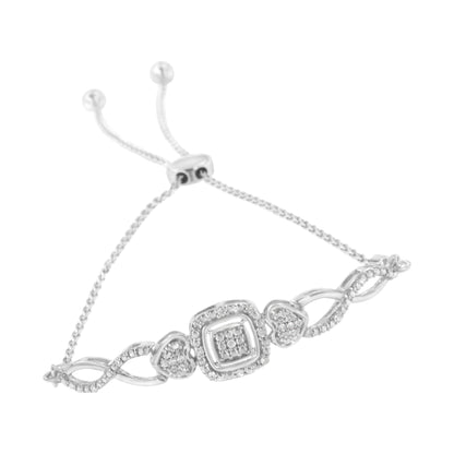 Sterling silver bolo bracelet by Bids.com featuring cushion-frame heart-side motifs on Tampa Home & Garden Store