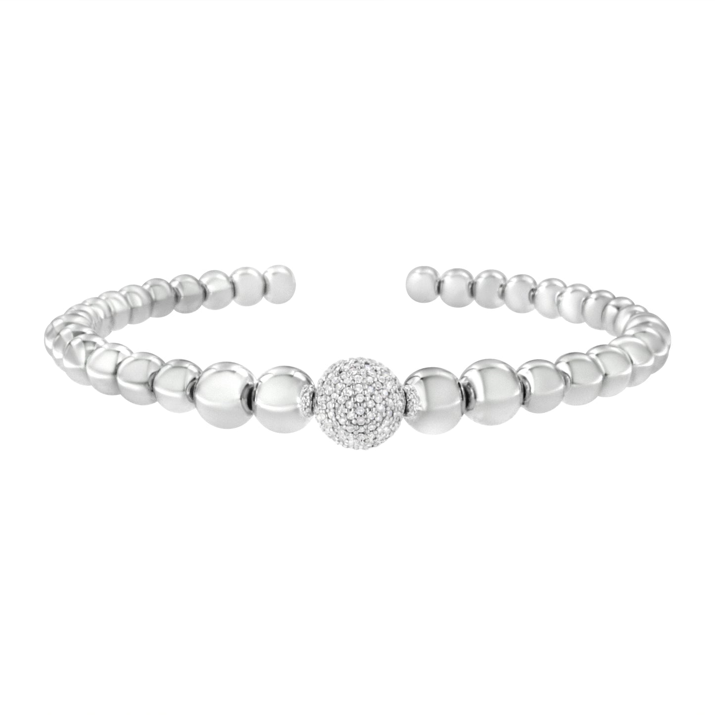 Bracelet with 1/6ctw diamond rondelle beads and pave ball, Bids.com sterling silver fits 7.5 in on Tampa Home & Garden Store