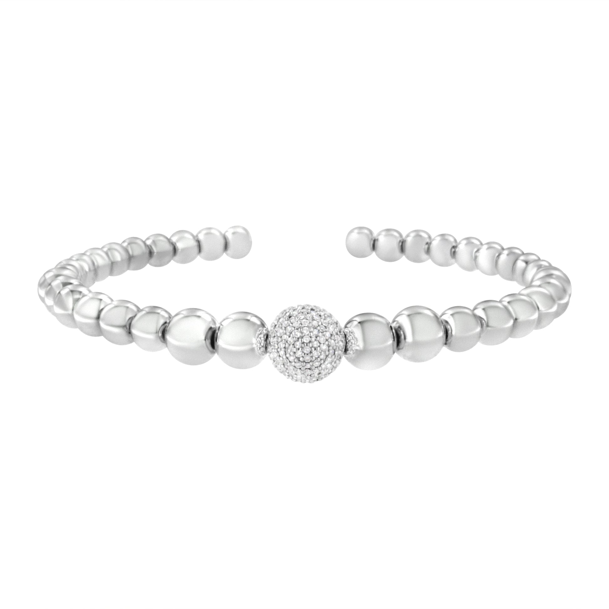Bracelet with 1/6ctw diamond rondelle beads and pave ball, Bids.com sterling silver fits 7.5 in on Tampa Home & Garden Store