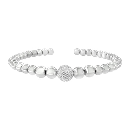 Bracelet with 1/6ctw diamond rondelle beads and pave ball, Bids.com sterling silver fits 7.5 in on Tampa Home & Garden Store