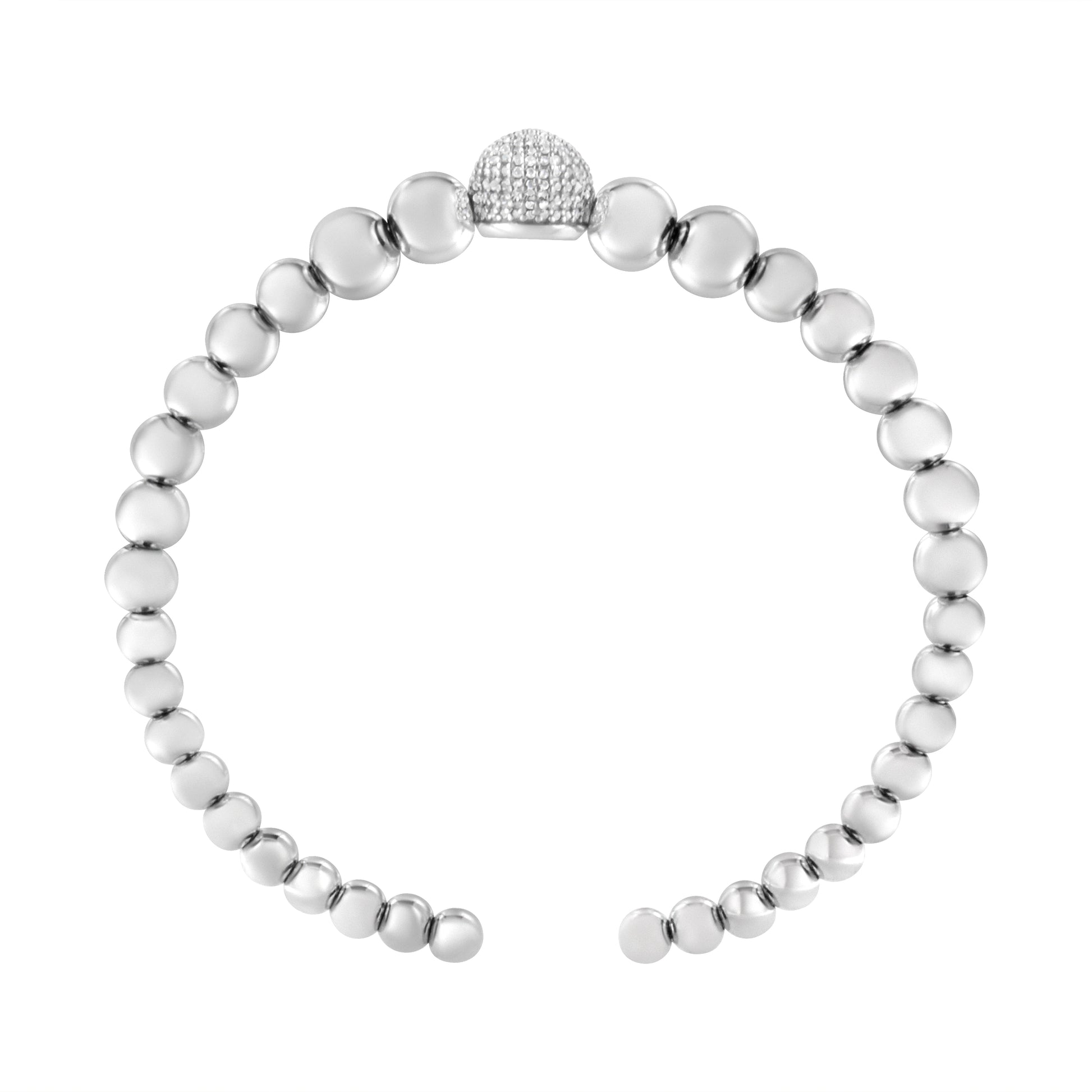 Bracelet .925 Sterling Silver diamond rondelle bead cuff Bids.com, I-J color, I2-I3 7.5in on Tampa Home & Garden Store