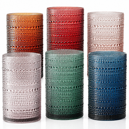 A set of six Eze Acrylic Hobnail Highball Glasses
