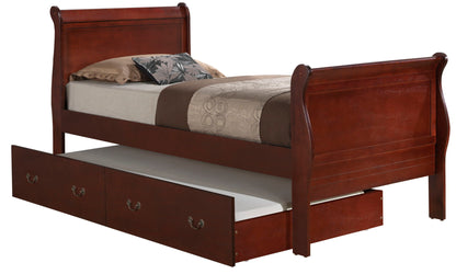Elegant trundle bed by HouseOfZazla in dark cherry with curved headboard and under-bed drawers on Tampa Home & Garden Store