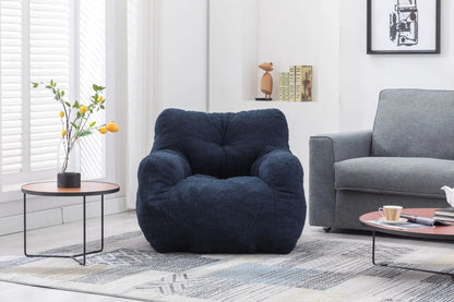 Soft Teddy Fabric Bean Bag Chair With Tufted Foam