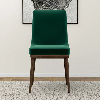 Kate - Mid-Century Modern Dining Chair set of 2, emerald green upholstery with solid wood legs on Tampa Home & Garden Store