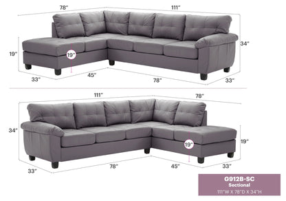Gallant stationary sectional by HouseOfZazla with plush cushions in gray upholstery on Tampa Home & Garden Store