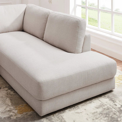 Glander cozy sectional sofa in light gray woven fabric with cushion seams, stationary unit on Tampa Home & Garden Store