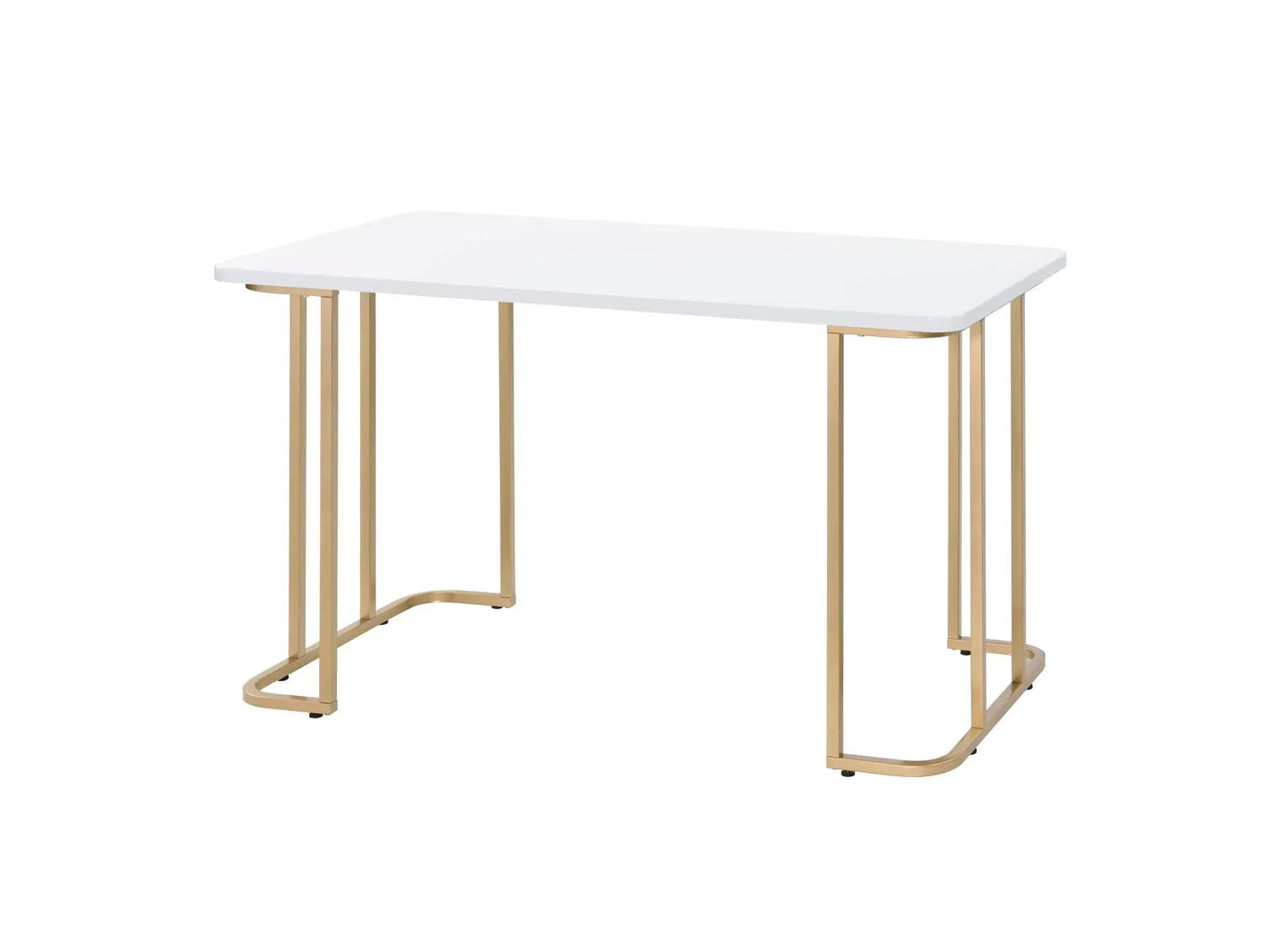 Estie Writing Desk White and Gold Finish