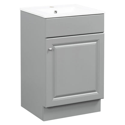 Bathroom vanity with sink and adjustable shelf, grey cabinet with white top on Tampa Home & Garden Store