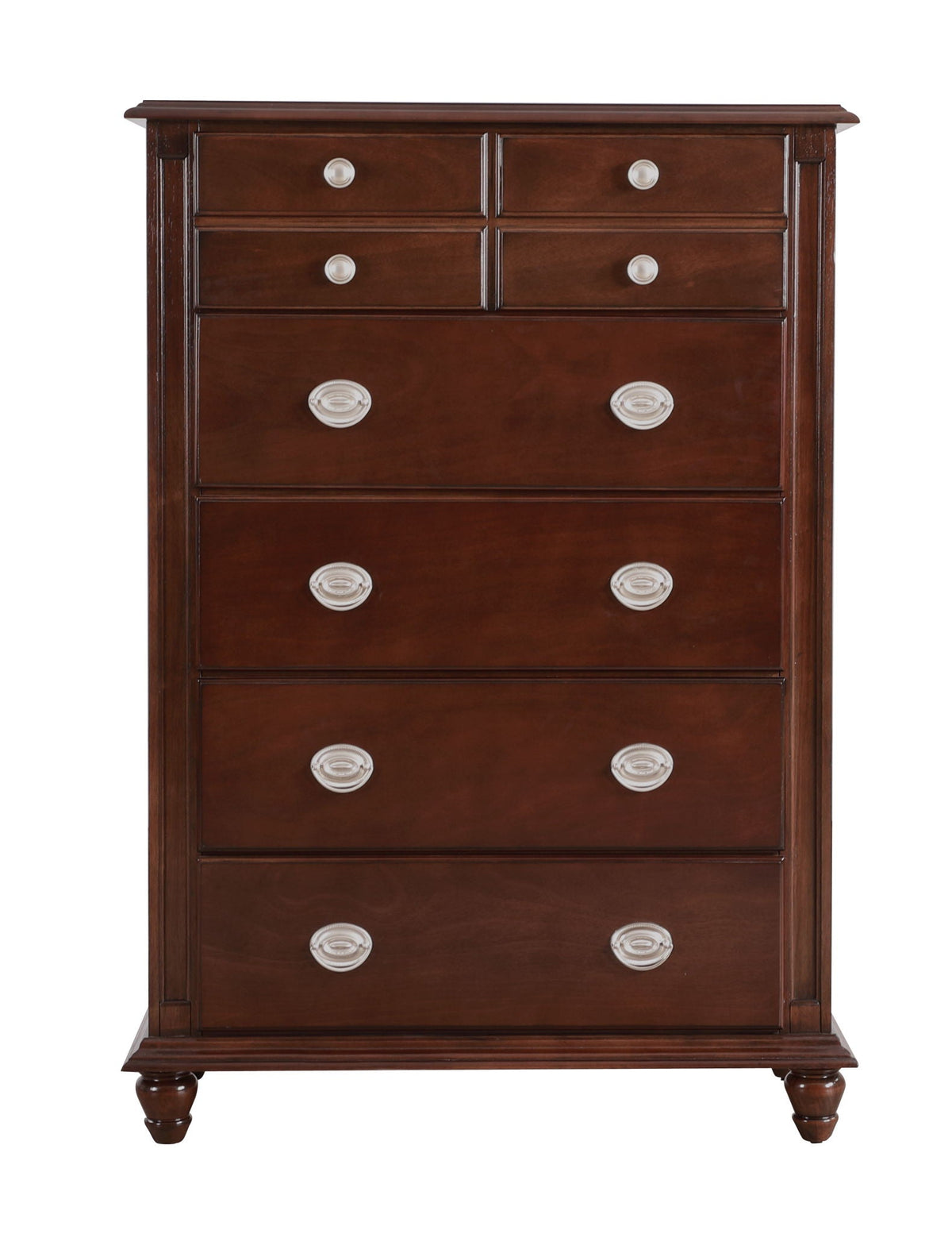 Dark brown wood veneer accent chest 37W x 18D x 53H with silver round pulls HouseOfZazla on Tampa Home & Garden Store