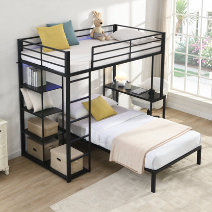 Metal Loft Bed Frame With Desk And Storage