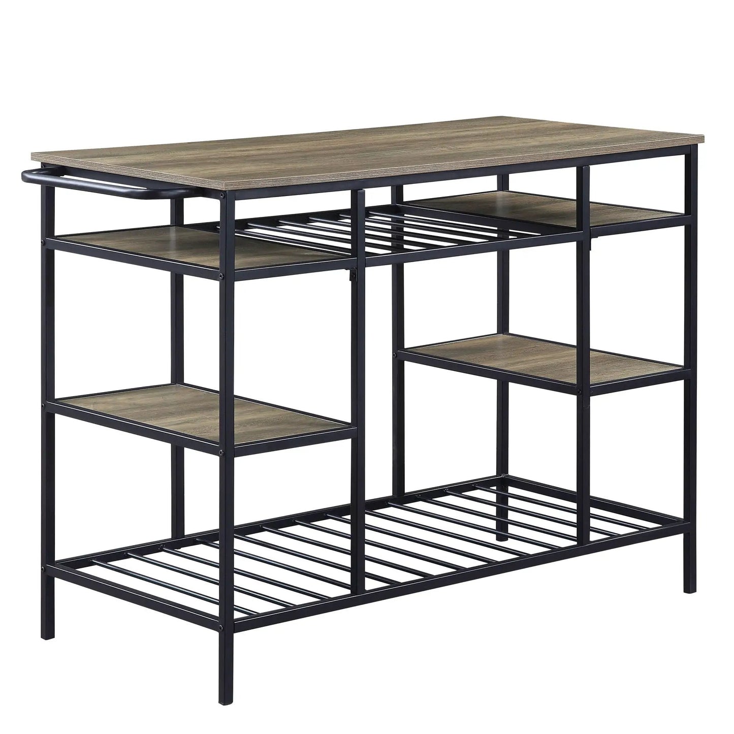 Lona Kitchen Island Rustic Oak and Black Finish