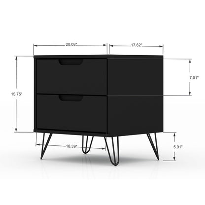 2 Drawer Nightstand in black with durable splayed legs by HouseOfZazla on Tampa Home & Garden Store