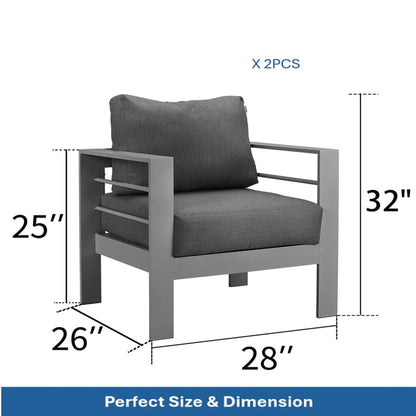 HouseOfZazla gray patio armchairs with thick cushions, all-weather, set of 2 on Tampa Home & Garden Store