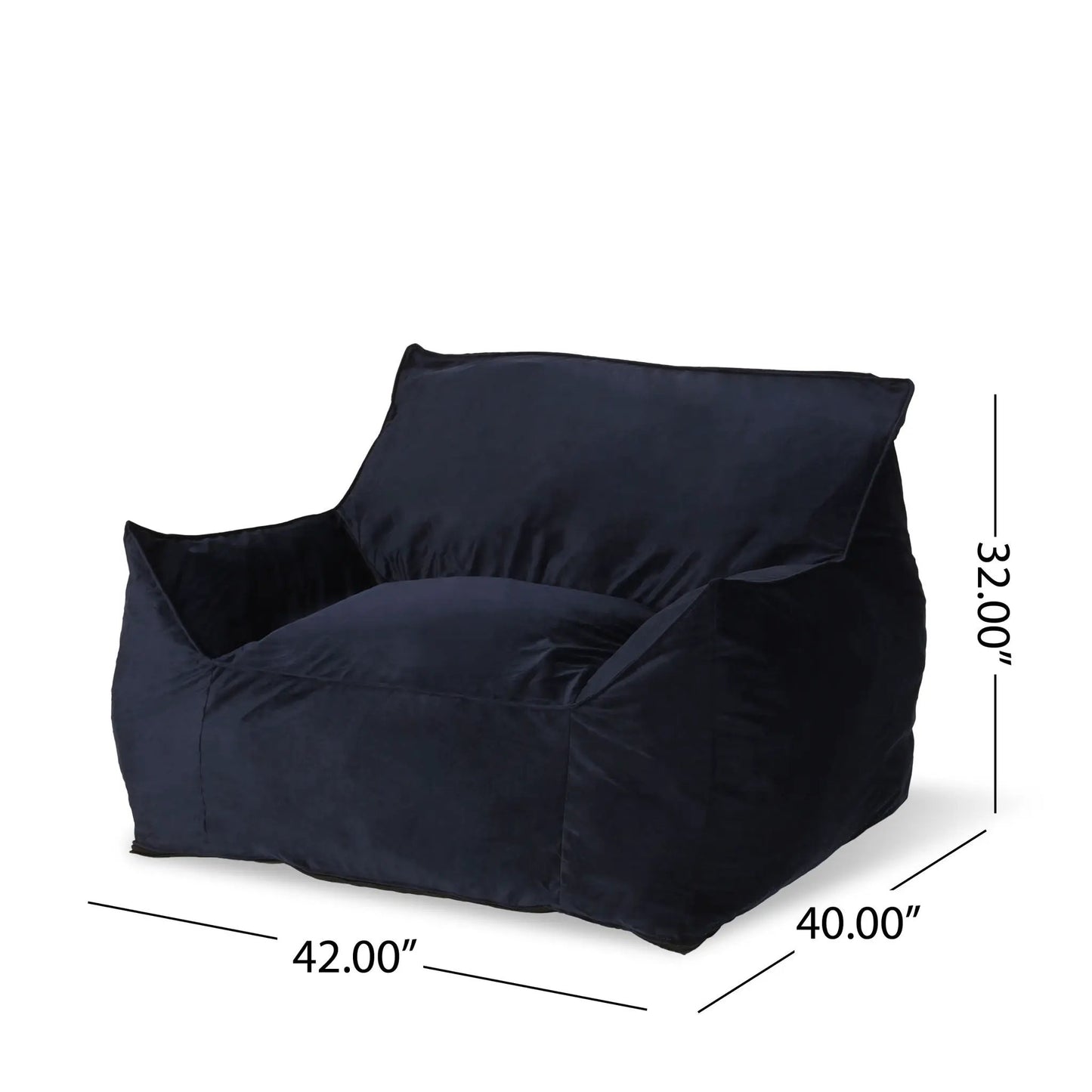 Allea Velveteen Bean Bag Chair Midnight Blue