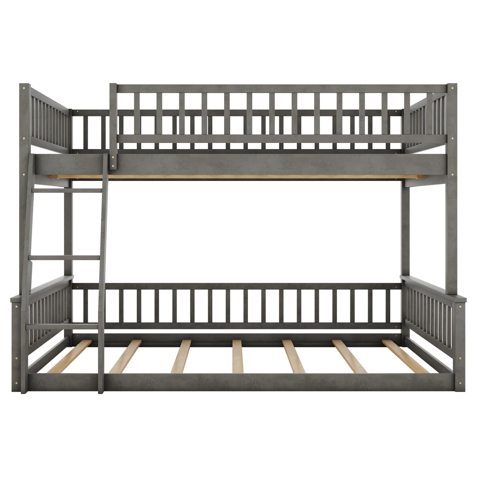 Bunk Bed With Ladder And Guardrails gray metal frame bunk bed with side ladder on Tampa Home & Garden Store