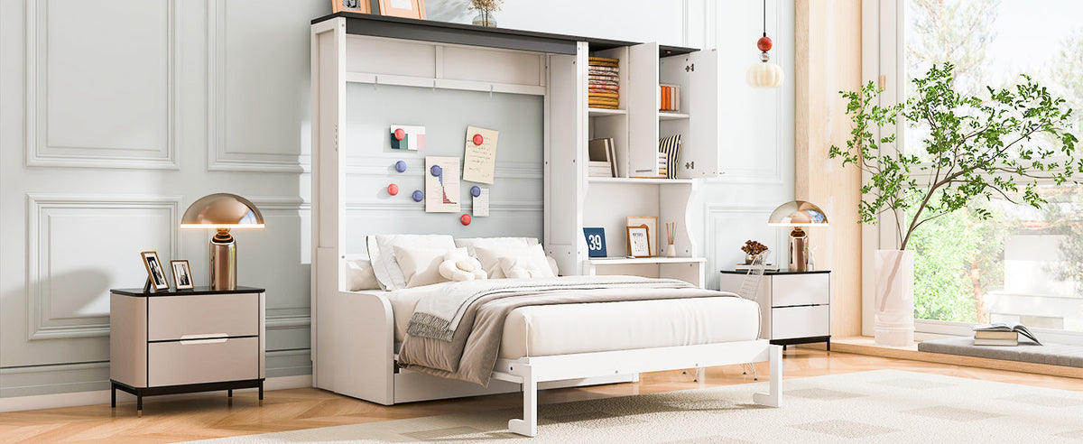 HouseOfZazla white multi-functional Murphy bed with sofa, desk, and storage cabinet on Tampa Home & Garden Store
