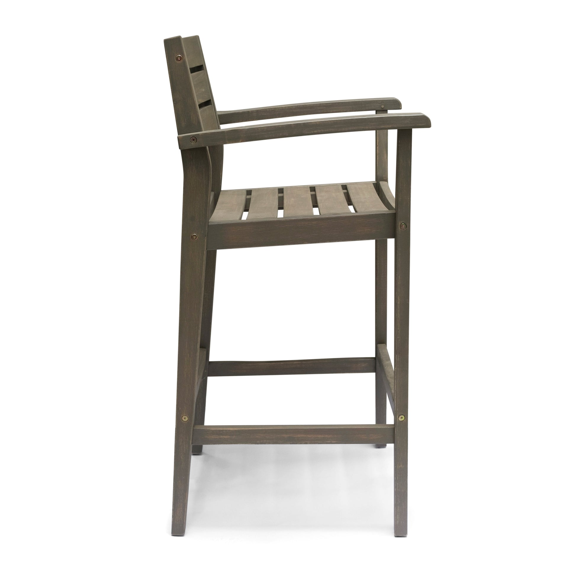 Stamford Barstool by HouseOfZazla in dark brown wood with slatted seat and back on Tampa Home & Garden Store